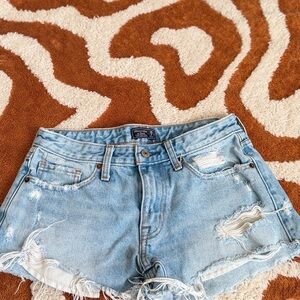 Light Blue Distressed Denim Shorts